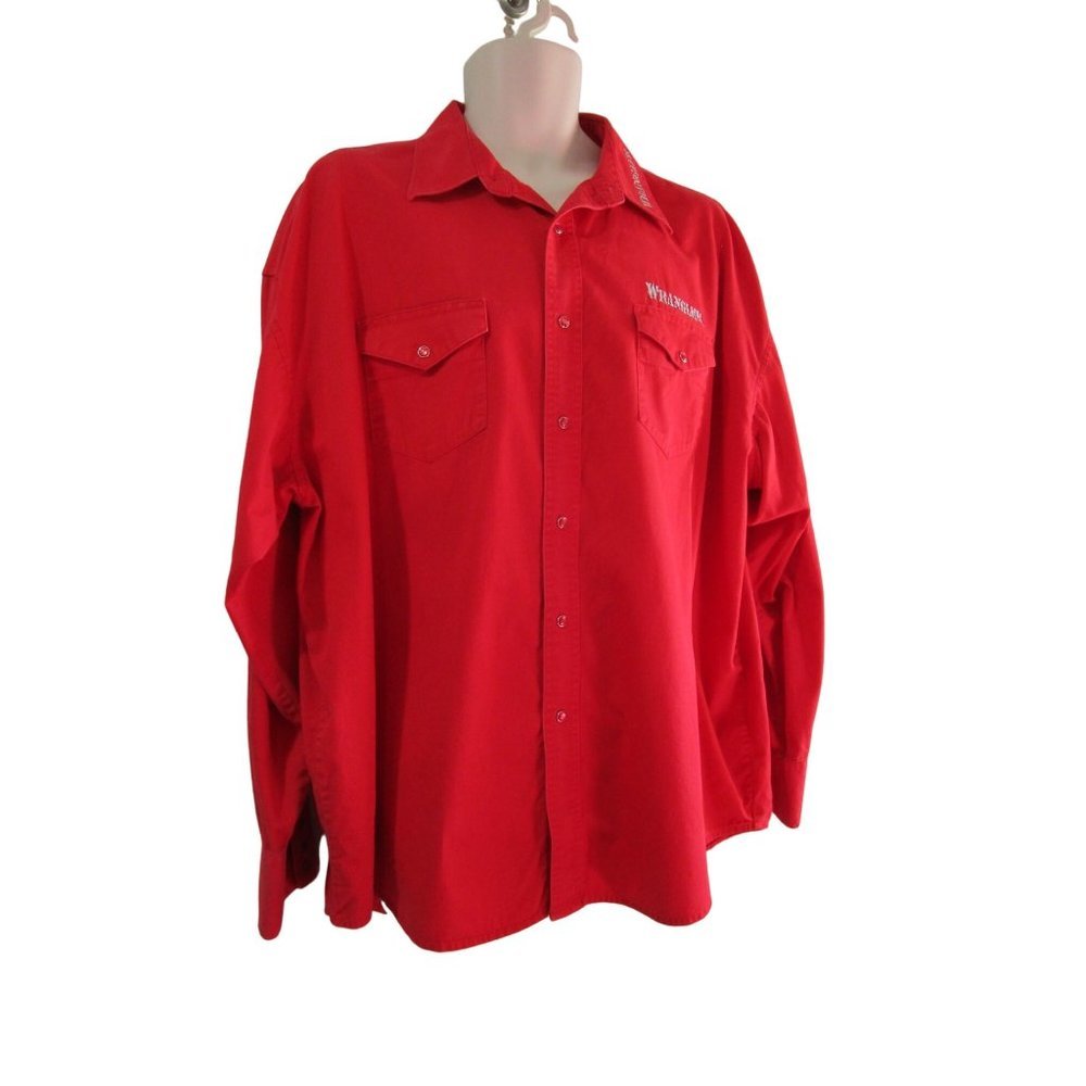 Wrangler Red Pearl Snap Silver Embroidery Vintage Western Rodeo 2XL GUC